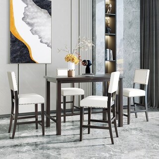 5-Piece Dining Set For 4 – Table & 4 Upholstered Chairs, Space-Saving, Metal Frame, Perfect For Small Kitchens