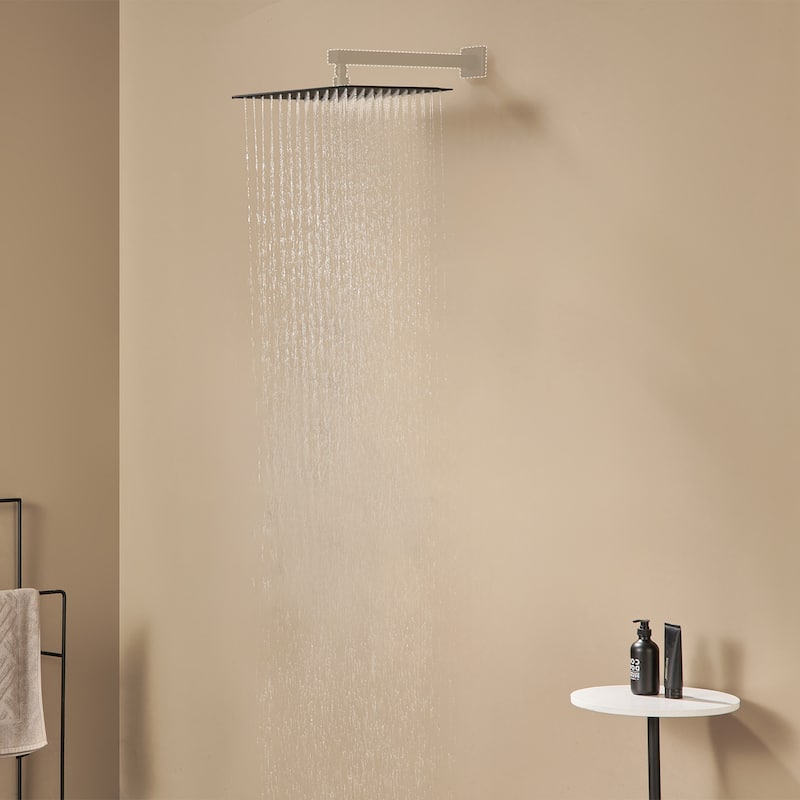 1-Spray Pattern with 2.5 GPM Square Ceiling Mount Rain Fixed Shower Head
