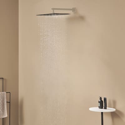 1-Spray Pattern with 2.5 GPM Square Ceiling Mount Rain Fixed Shower Head