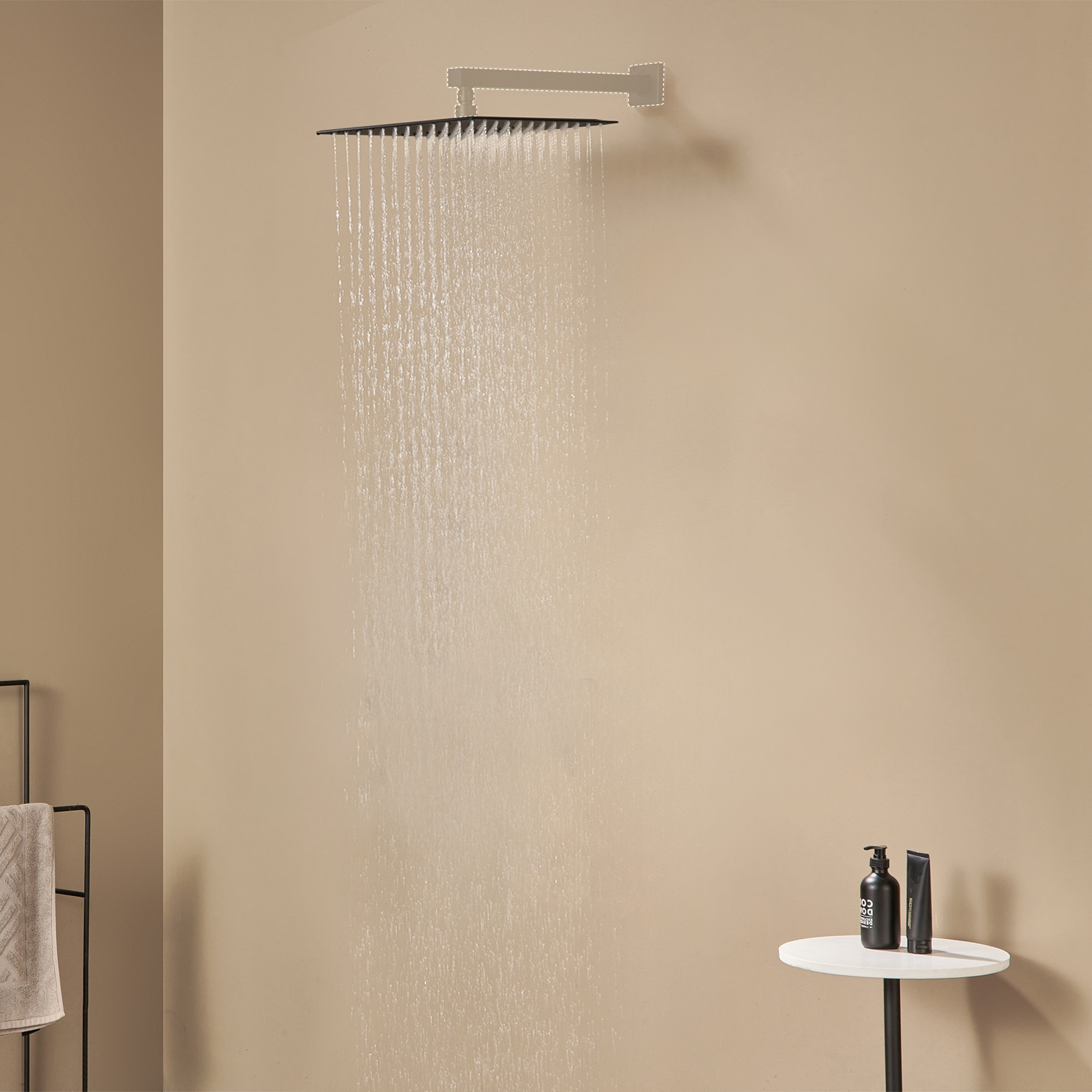 1-Spray Pattern with 2.5 GPM Square Ceiling Mount Rain Fixed Shower Head