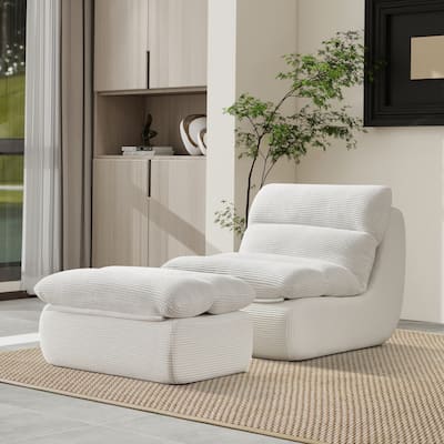 34" Modern Single Sofa Upholstered Sponge Couch with Ottoman for Small Space