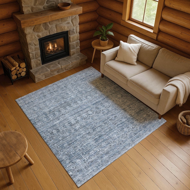 Premium Washable Super Soft Vintage Traditional Mayfield Rug - Blue - 8' x 10'