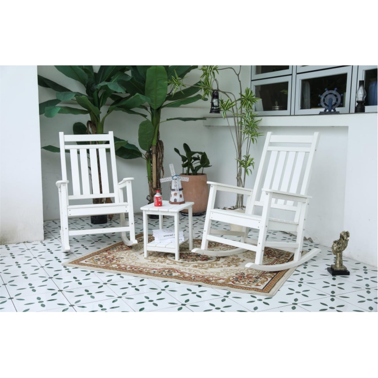 Outdoor Rocking Chairs with Side Table（set of 20),3-Piece Rocking Chair Set,All-weather Resistant