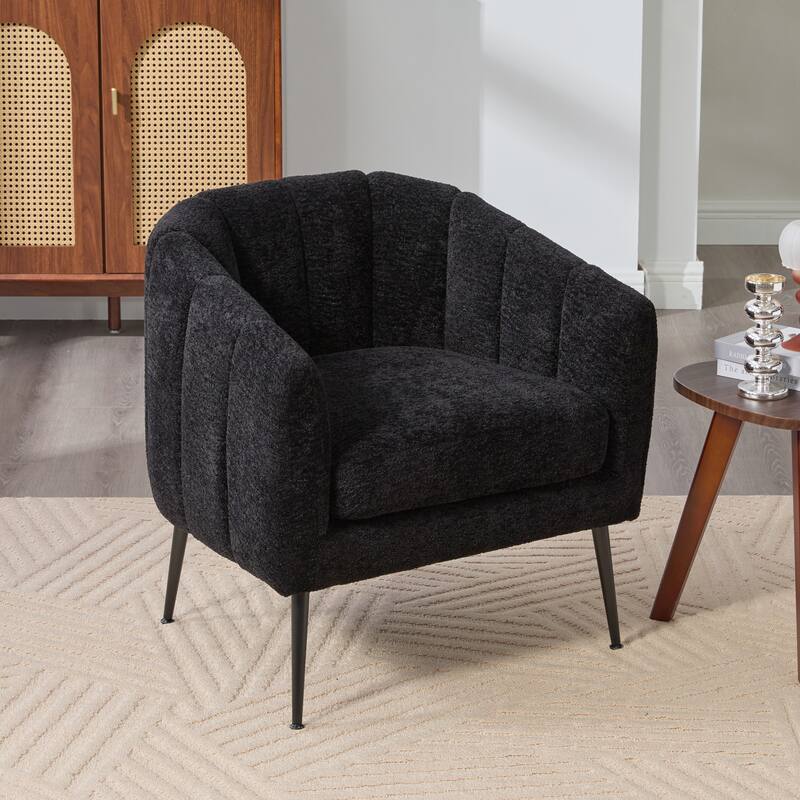 29.9" W Mid-Century Chenille Armchair with Metal Legs