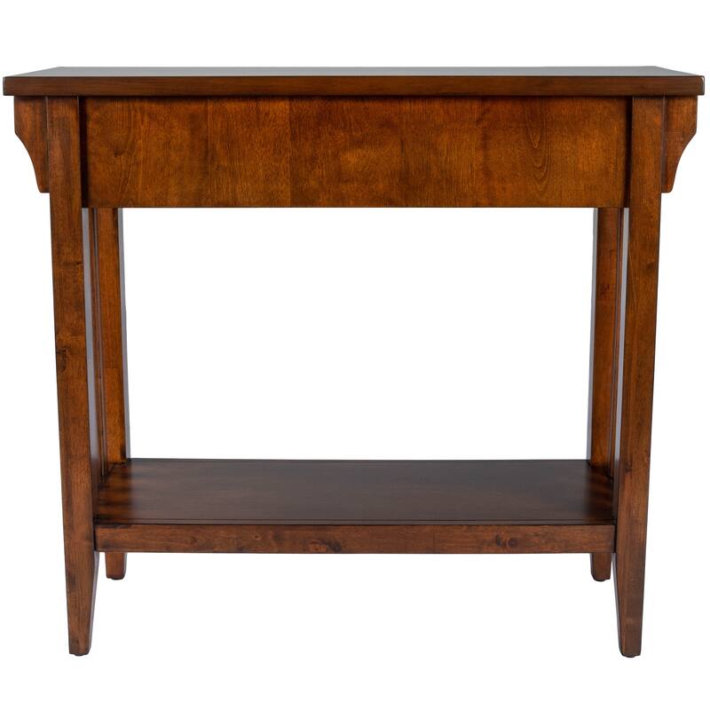 Larina 36 in. W Rectangular Wood 2-Drawer Console Table with Lower Open Shelf