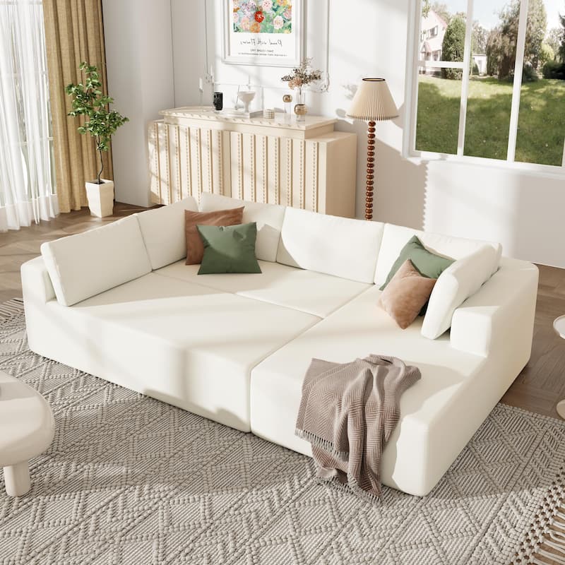 Modern Large Modular Sectional Sofa for Living Room Bedroom - Beige
