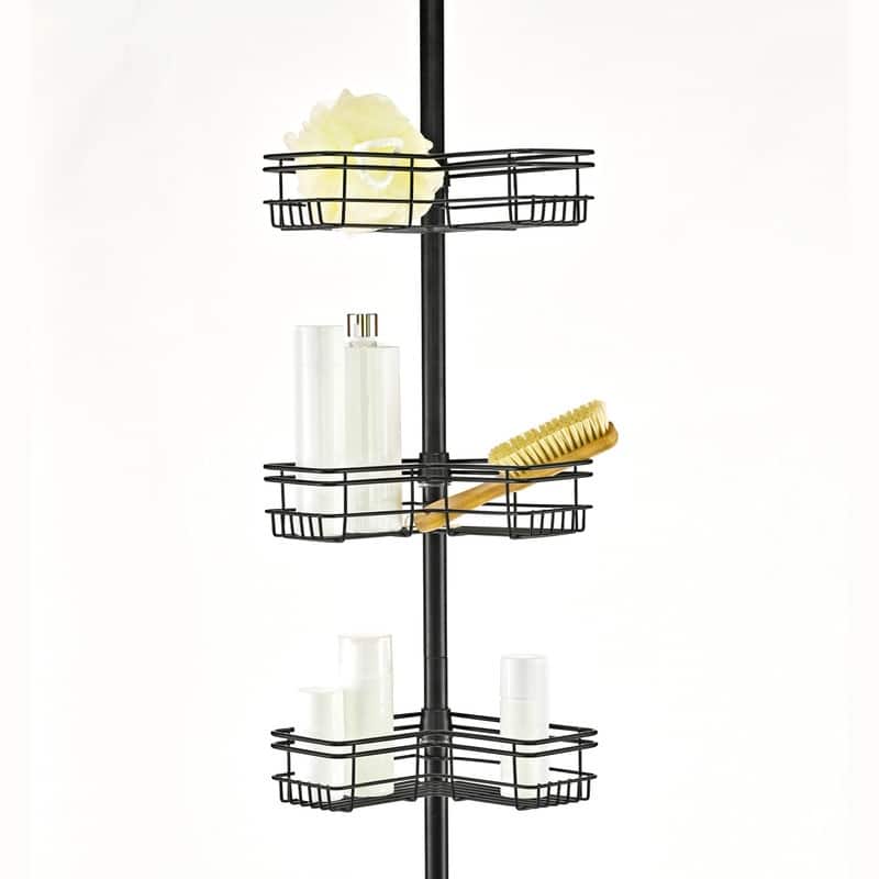 Utopia Alley Rust-Resistant Shower Tension Pole Caddy, 4 Deep Shelves