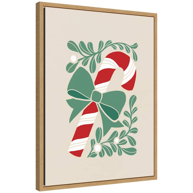 Kate and Laurel Sylvie Framed Canvas Christmas Icons Prima Set Candy Cane by Dominique Vari - Brown