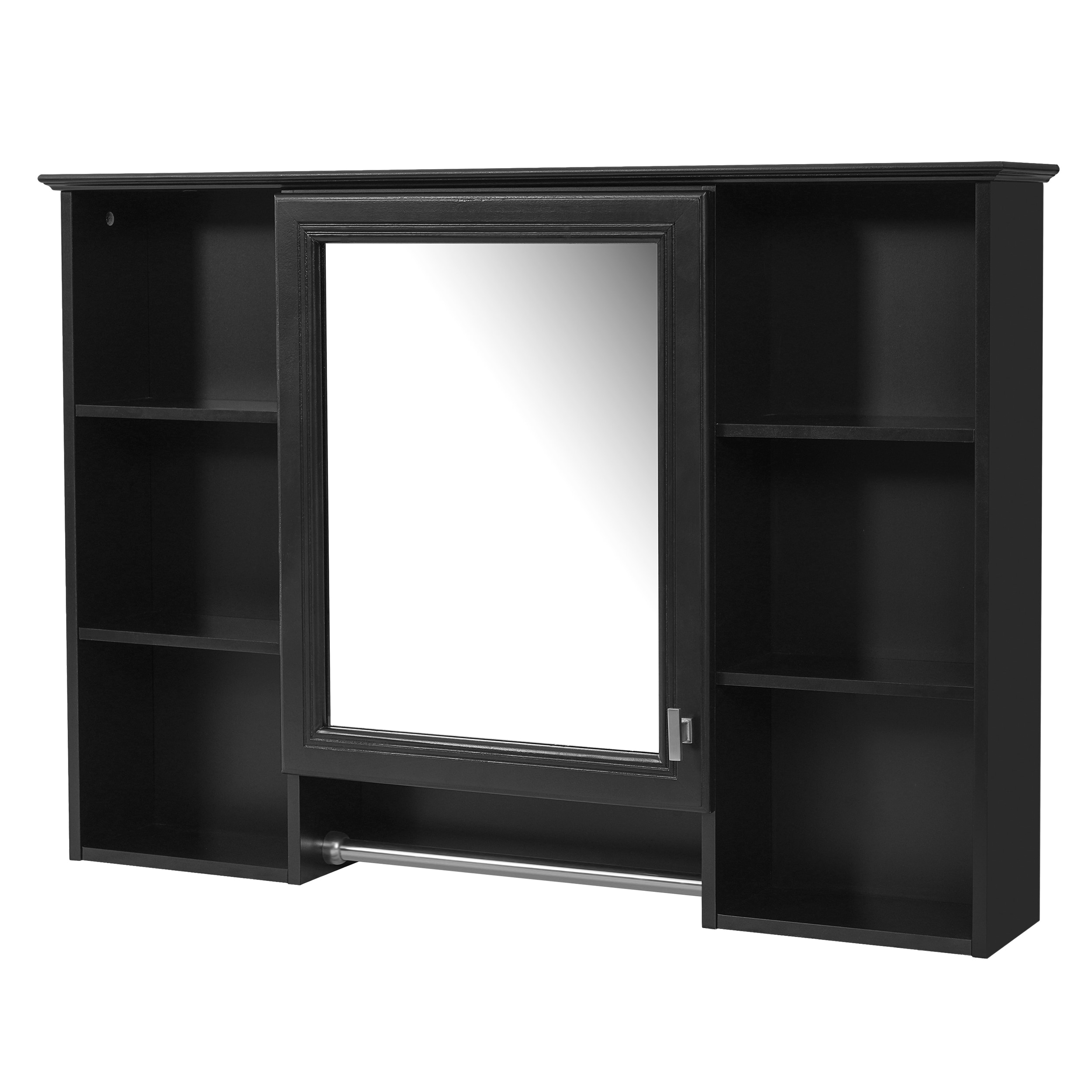 42" 3-in-1 Bathroom Mirror Cabinet with Adjustable Shelf, Towel Bar