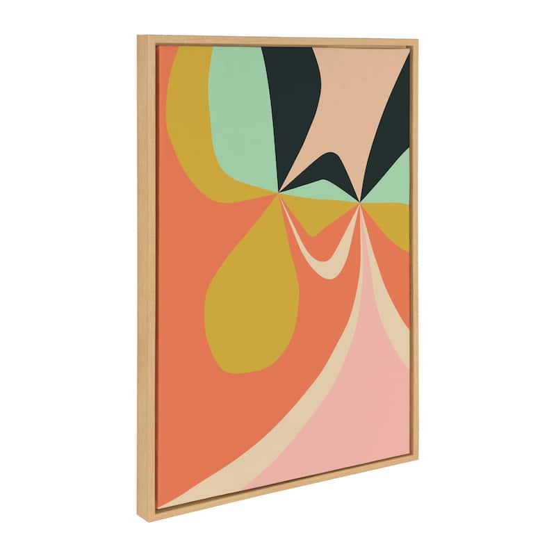 Kate and Laurel Sylvie Retro Floral 4 Framed Canvas by Alicia Bock - 23x33 - Natural