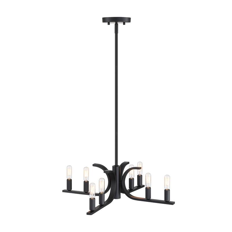 Skye 22.75 in. 8-Light Matte Black Minimalist Semi Flush Mount with Bare Bulbs for Dining Rooms - 11.25