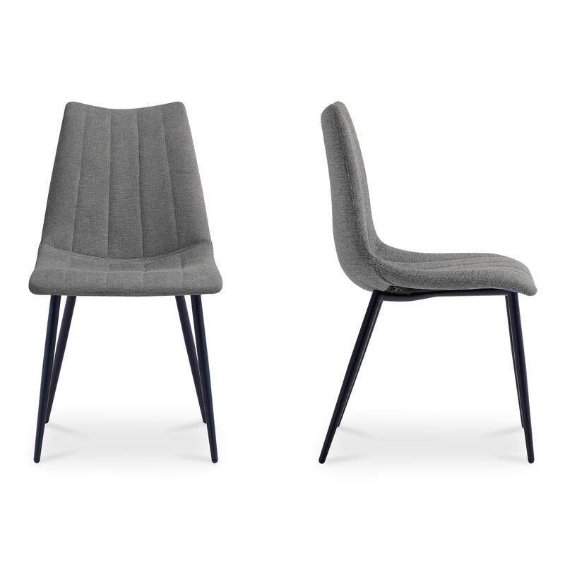 NADAAL STUDIOS Florian Dining Chair, Performance Fabric Upholstery, Vertical Stitching, Dark Grey - Set of 2