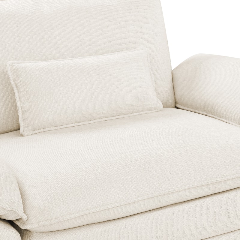 52" W Chaise Lounge Chair Indoor, Oversized Accent Chair With Ottoman For Living Room, Chenille Single Sofa Bed, Reading Chairs