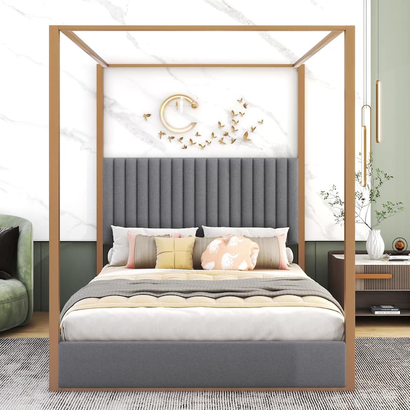 Queen Metal Canopy Platform Bed
