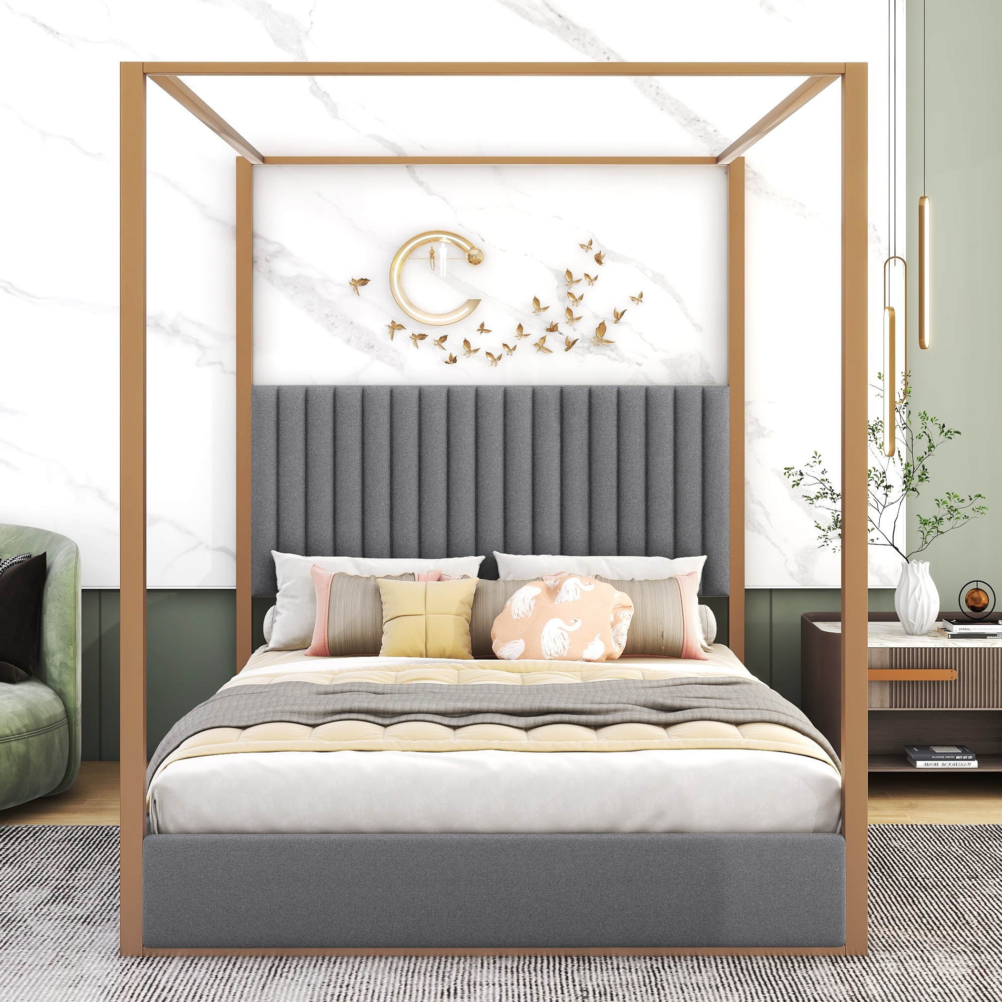 Striped sales bed frame