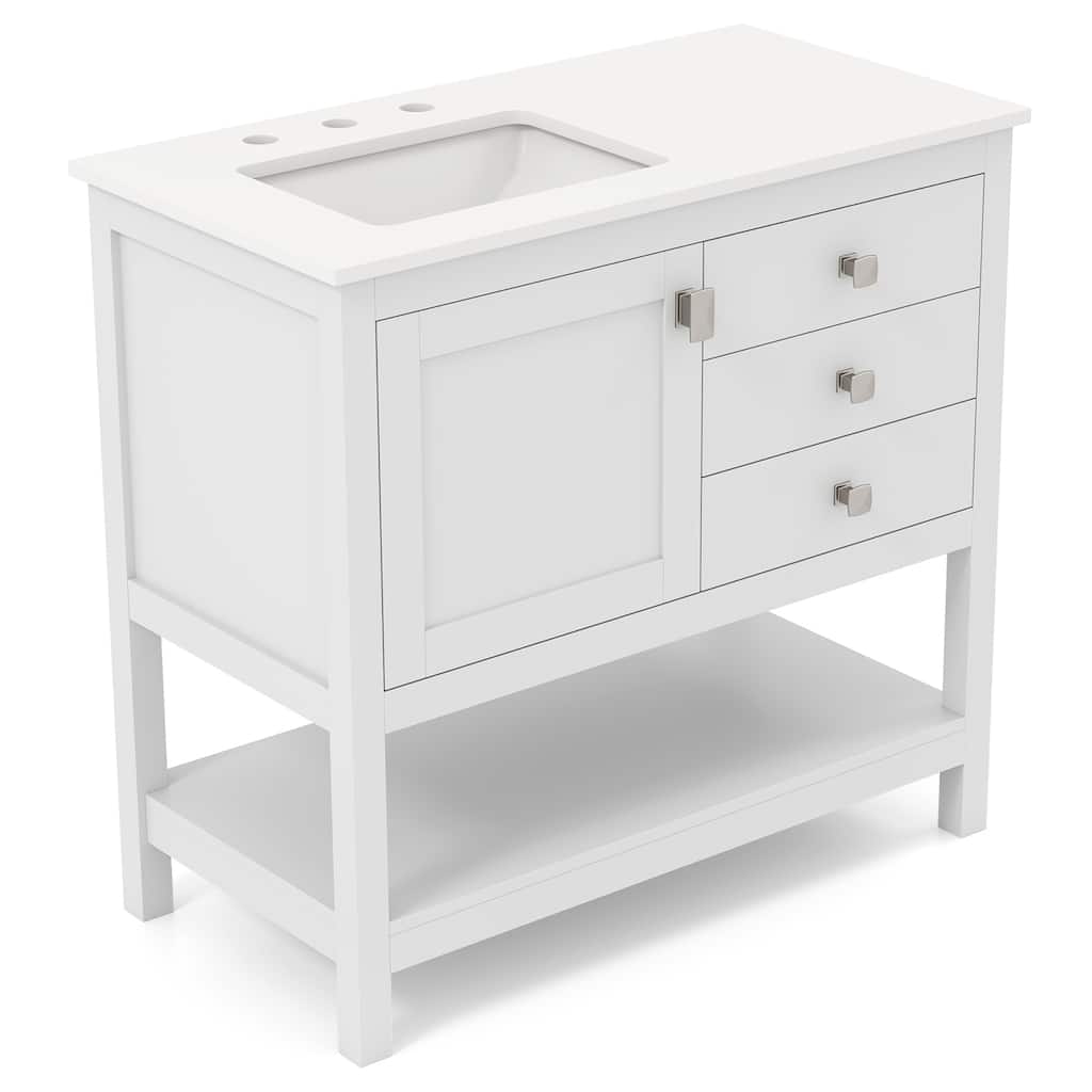 Gymax Bathroom Vanity Unit w/ Basin w/ Extra Wide Granite Countertop