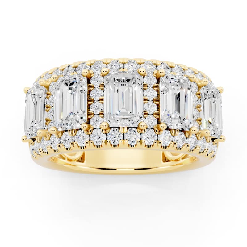 Auriya 14k Gold 3 1/2ctw Emerald Lab Grown Diamond Anniversary Ring (E-F VS)