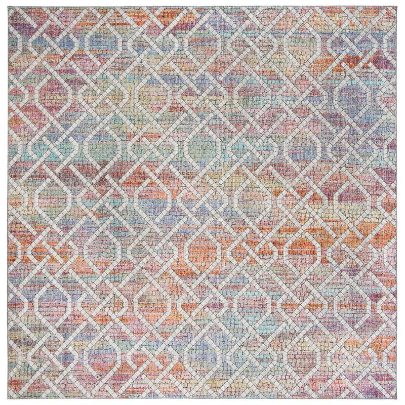 SAFAVIEH Provance Rosalba Vintage Boho Oriental Rug - 6'7" Square - Cream/Orange
