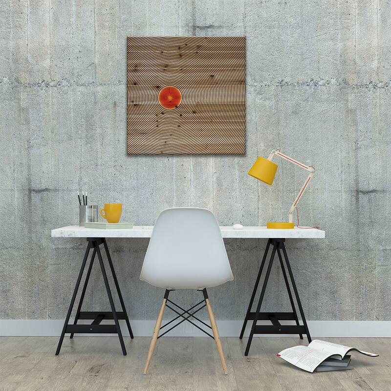 Modern Art- Sun Illusion Print On Wood by 5by5collective - Multi-Color