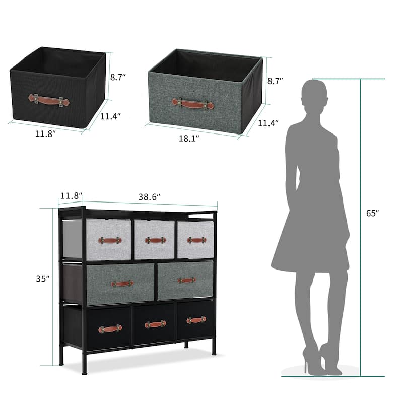 Modern Wide Dresser Storage Tower with 8 Drawers