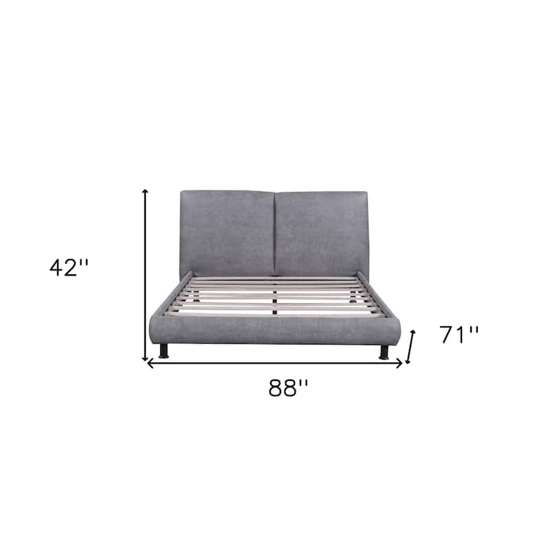 HomeRoots Dark Gray Tufted Upholstered Queen Bed Frame