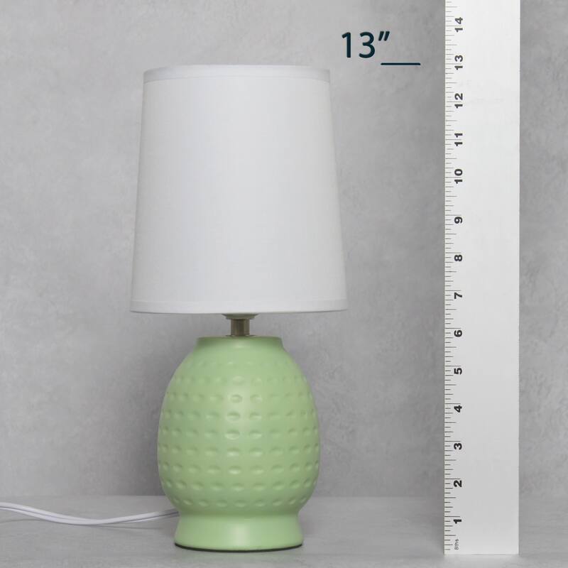 Petite Dimpled Ceramic Table Lamp with Tapered Shade - 12.5" - Lime Green