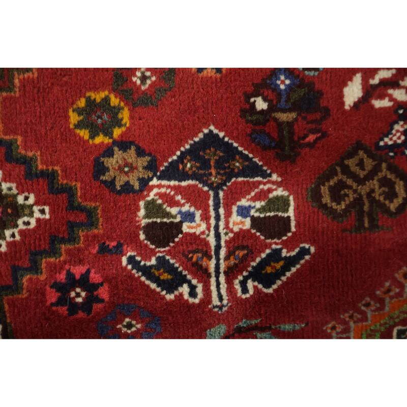 Hand Knotted Oriental 100% Wool Carpet Traditional Tribal Red Shiraz Area Rug - 6' 0'' X 4' 1''