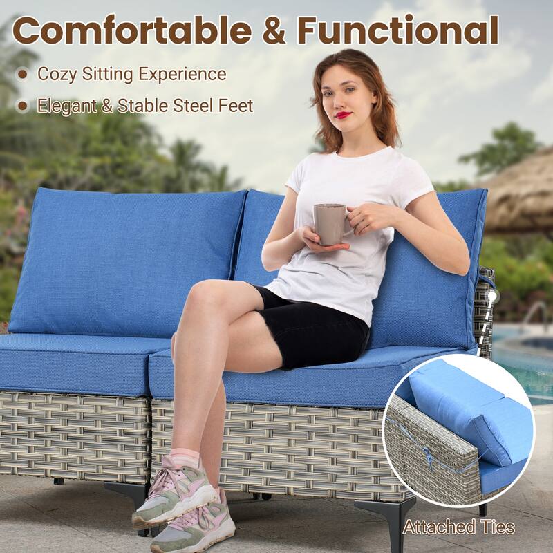 HOOOWOOO 10-piece Outdoor Furniture Wicker Swivel Rocking Chair Set