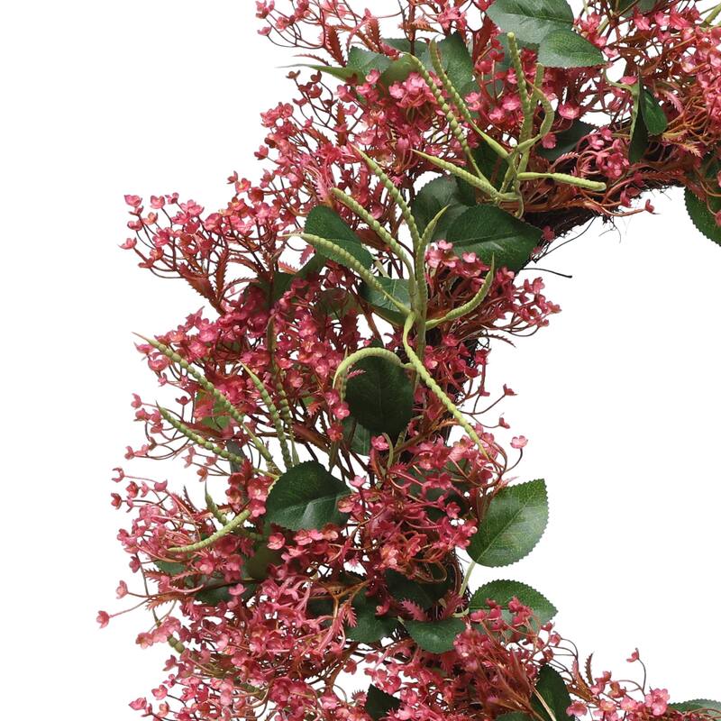 Gypsophila Floral Artificial Spring Wreath - 24" - Red