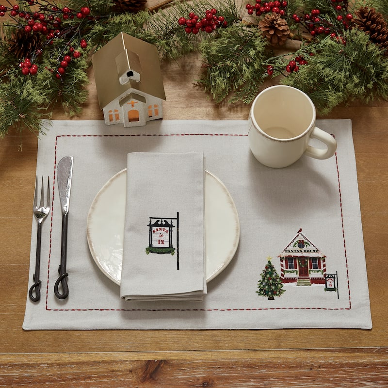 Park Designs White Visit To Santa Placemat Set of 4 - 13" x 19"