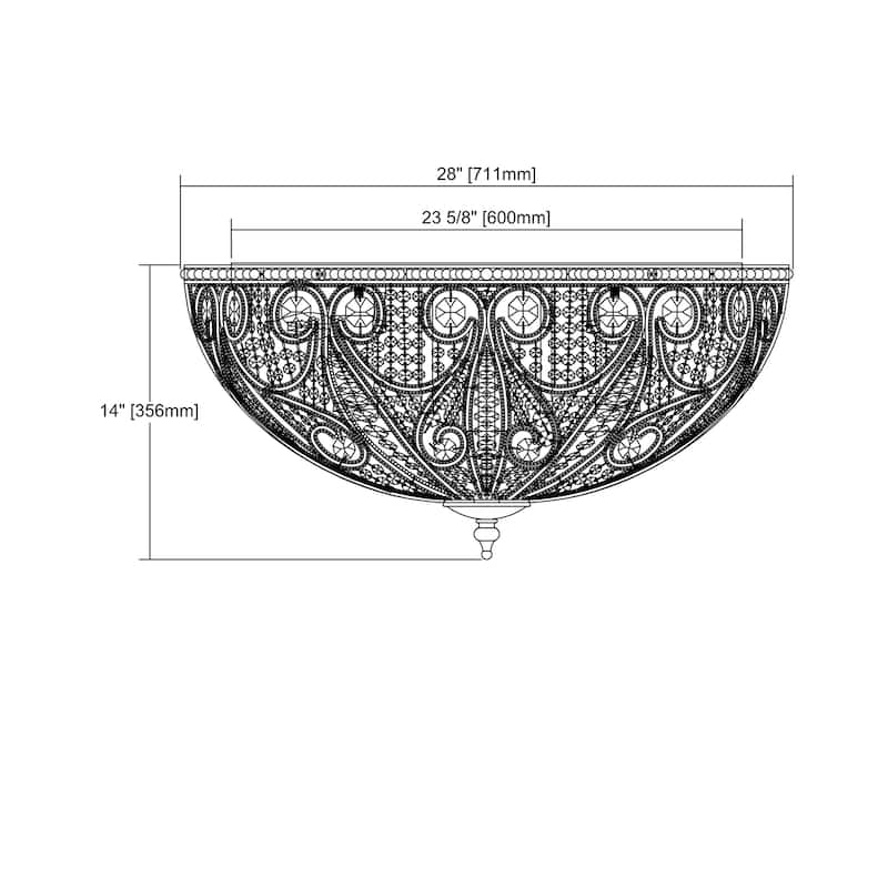 Elk Home Elizabethan Bronze With Crystal Glass 10 Light Flush Mount