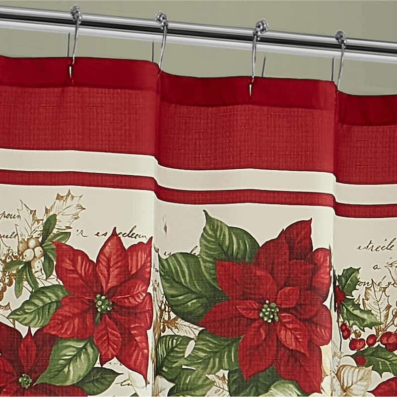 Red & White Poinsettia Holiday Shower Curtain - 70x72