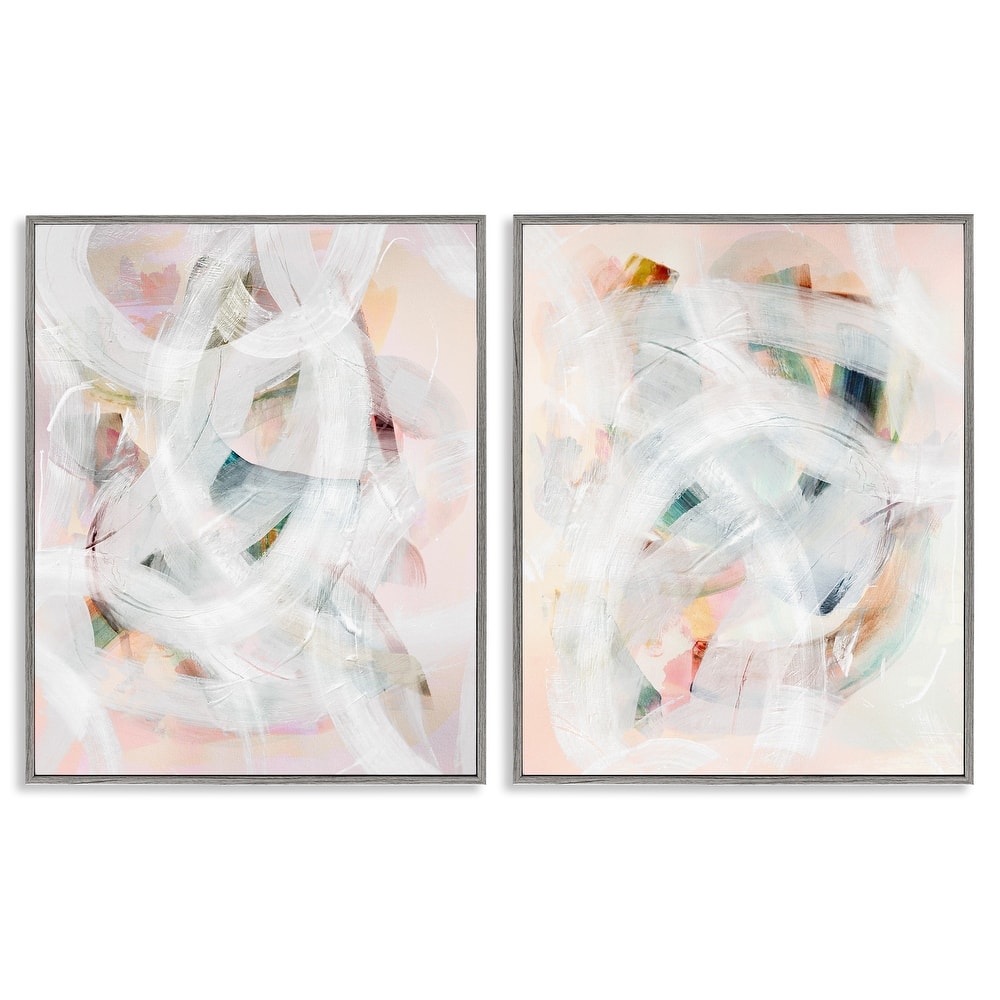 Stupell Subtle & Soft Abstraction Framed Giclee Art Design By Gemma Bardot (Set of 2)