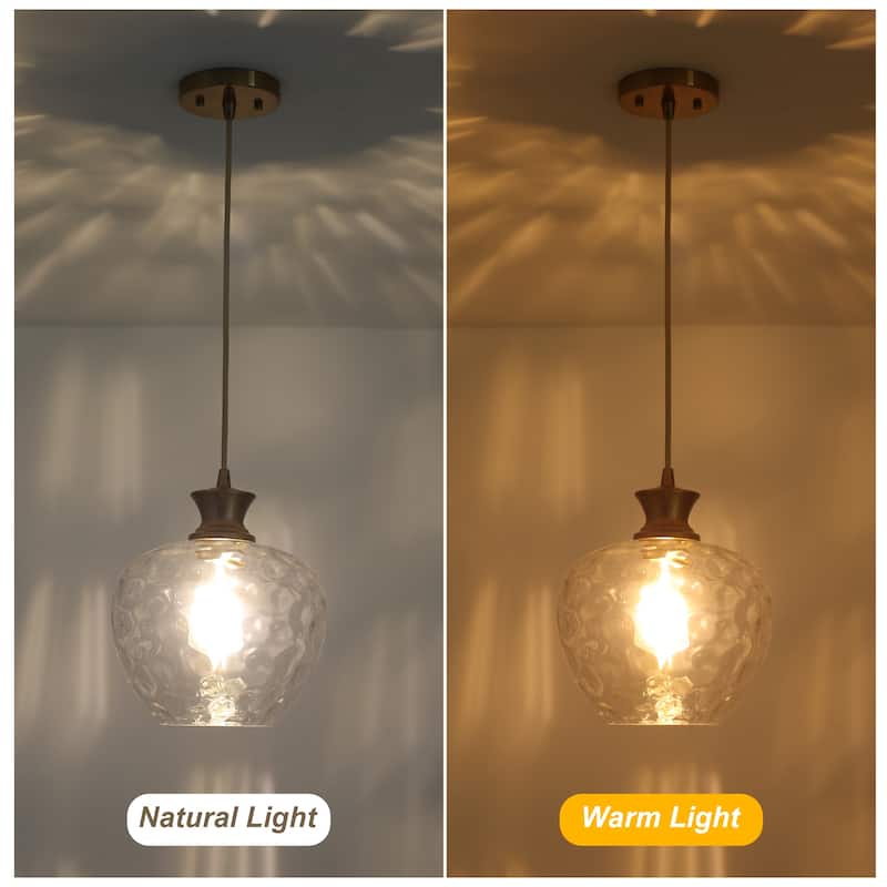 1-Light Pendant Light with Glass Shade for Kitchen Island