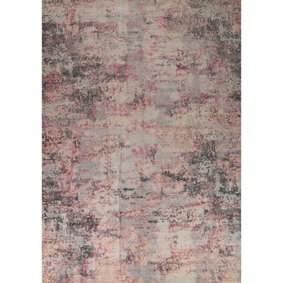 Contemporary Abstract Indian Area Rug Hand-Knotted Wool Carpet - 9'0"x 11'10"