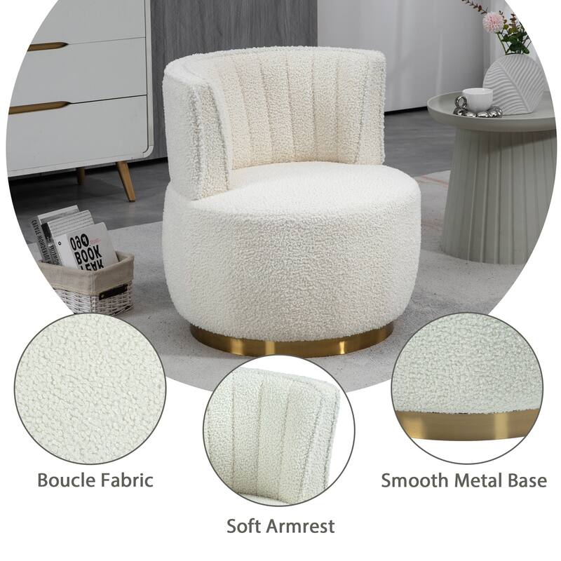 HOMEFUN Velvet Upholstered 360 Degree Swivel Armless Round Barrel Chairs