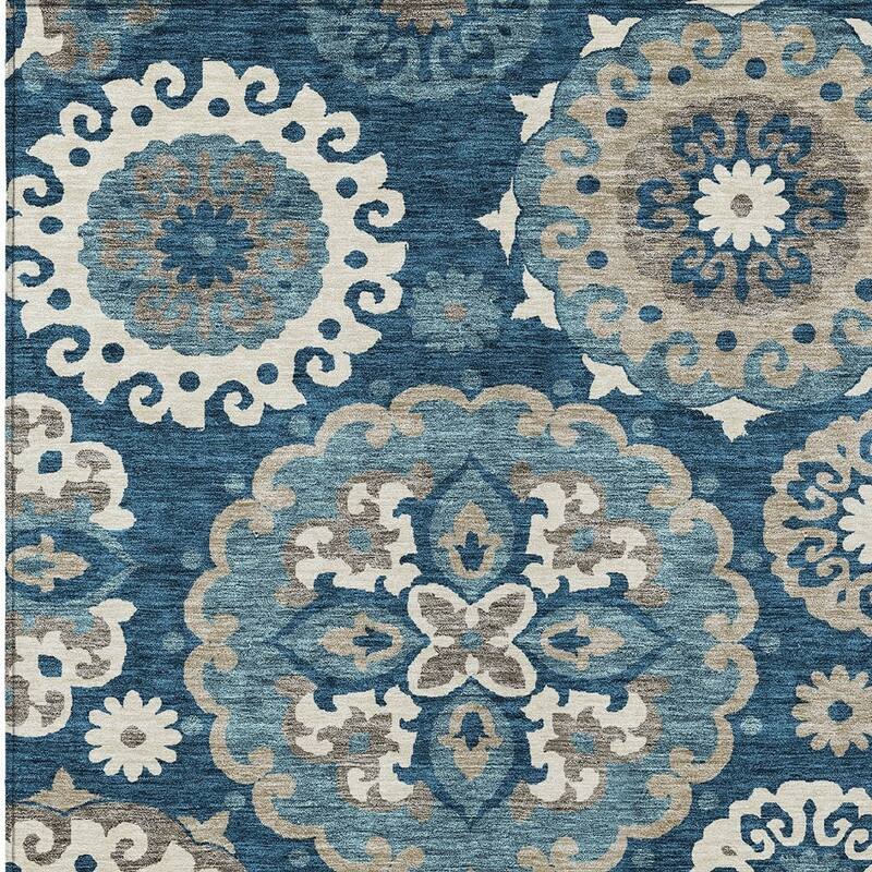 HomeRoots Floral Medallion Transitional Rectangle Outdoor Rug