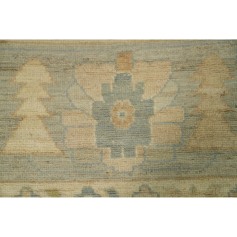 Vegetable Dye Wool Oushak Turkish Large Rug, Floral Geometric Carpet - 14' 6'' X 12' 3''