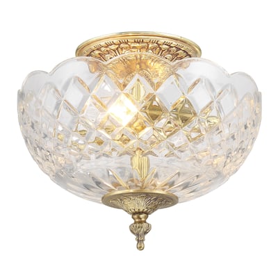 Milton 2 Light Olde Brass Semi Flush Mount
