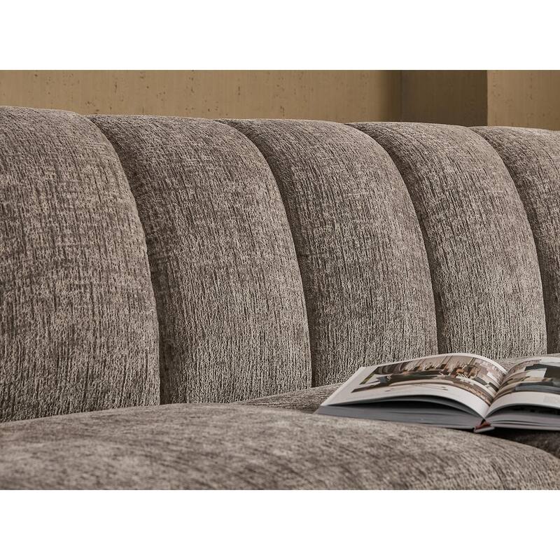Slope Arm Chenille Fabric Rectangle Sectional Sofa Scallop Sofa