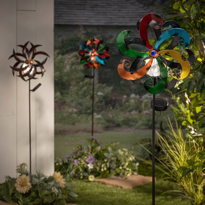 49.2 in. Solar Lit Metal Yard Stakes Set of 3