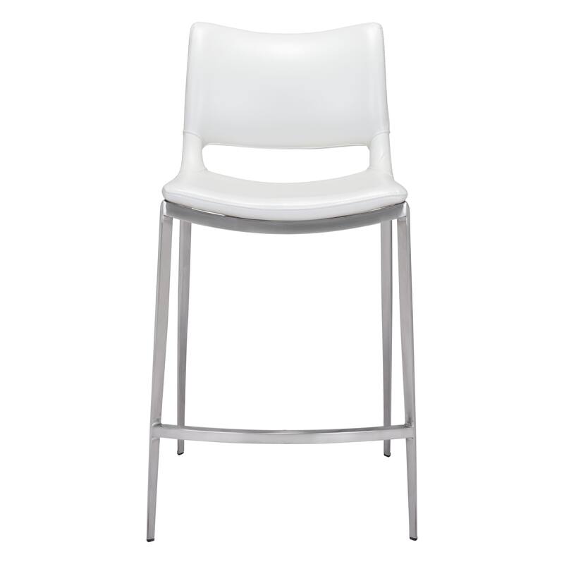 Ace Counter Stool White & Silver
