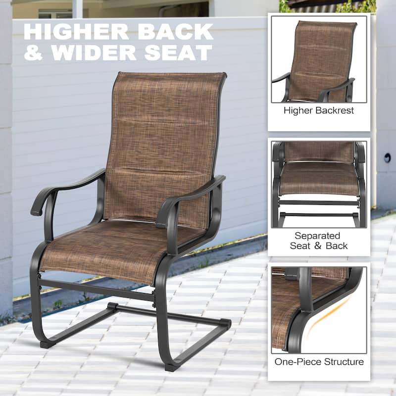 Outdoor 5-Piece Dining Set with Umbrella Hole, Textilene and Iron