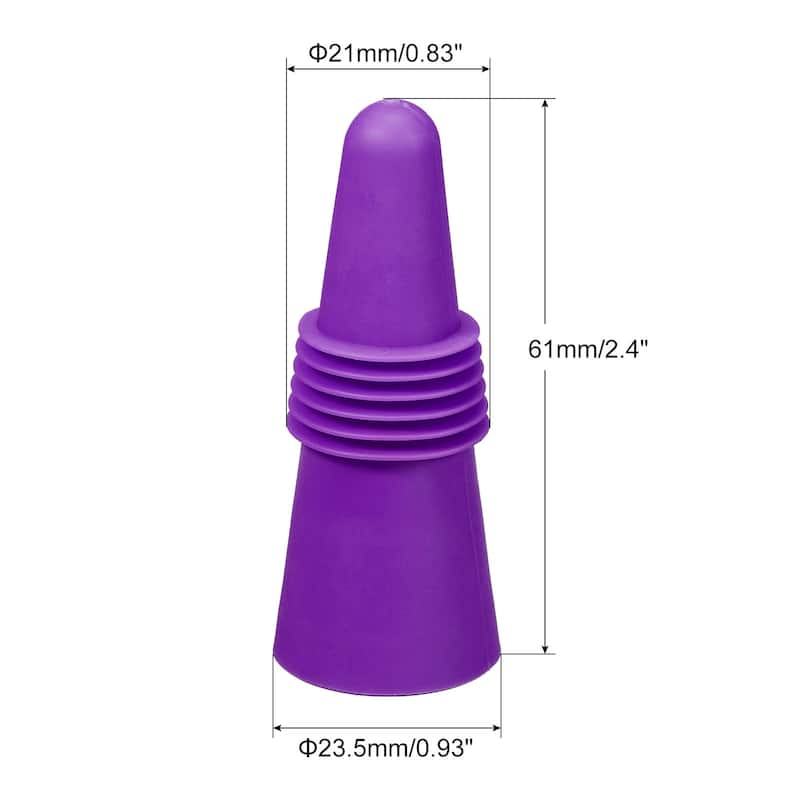5Pcs Wine Stoppers Silicone Beverage Bottle Sealer Caps Reusable Cover - Purple