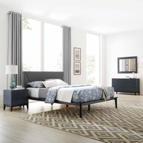 Dakota 4 Piece Bedroom Set with Bed, Nightstand, Dresser, Mirror