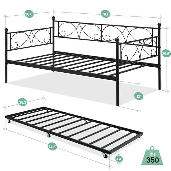 dimension image slide 1 of 4, Twin Metal Daybed Frame
