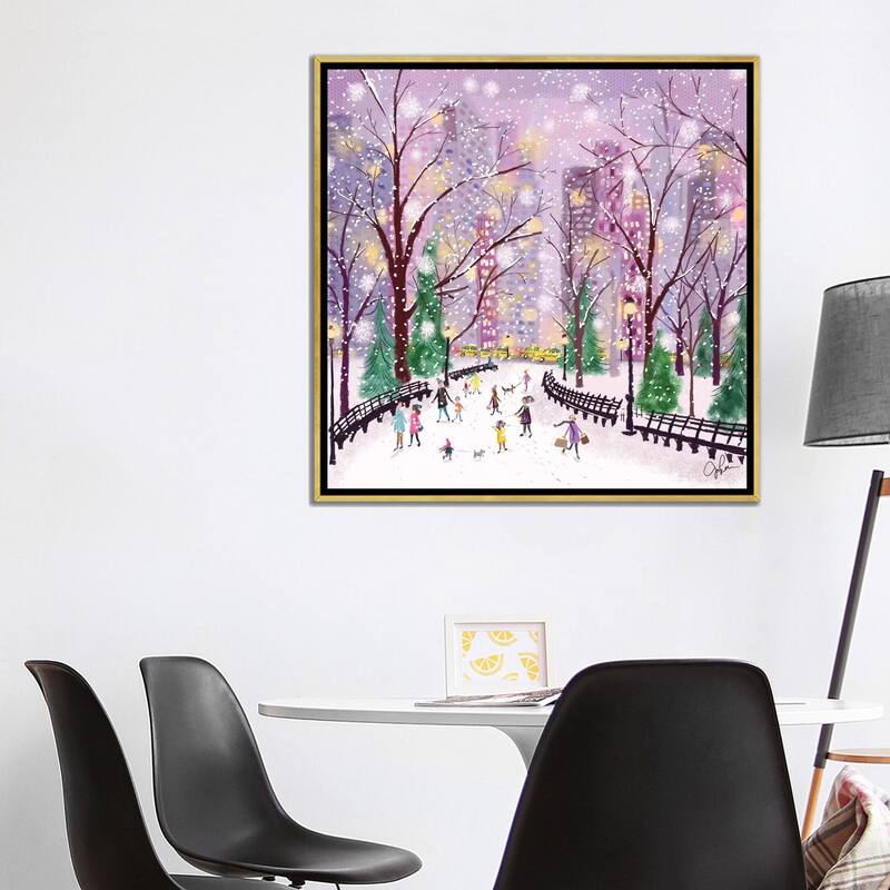 iCanvas "Snowy Night" by Joy Laforme Framed Canvas Print