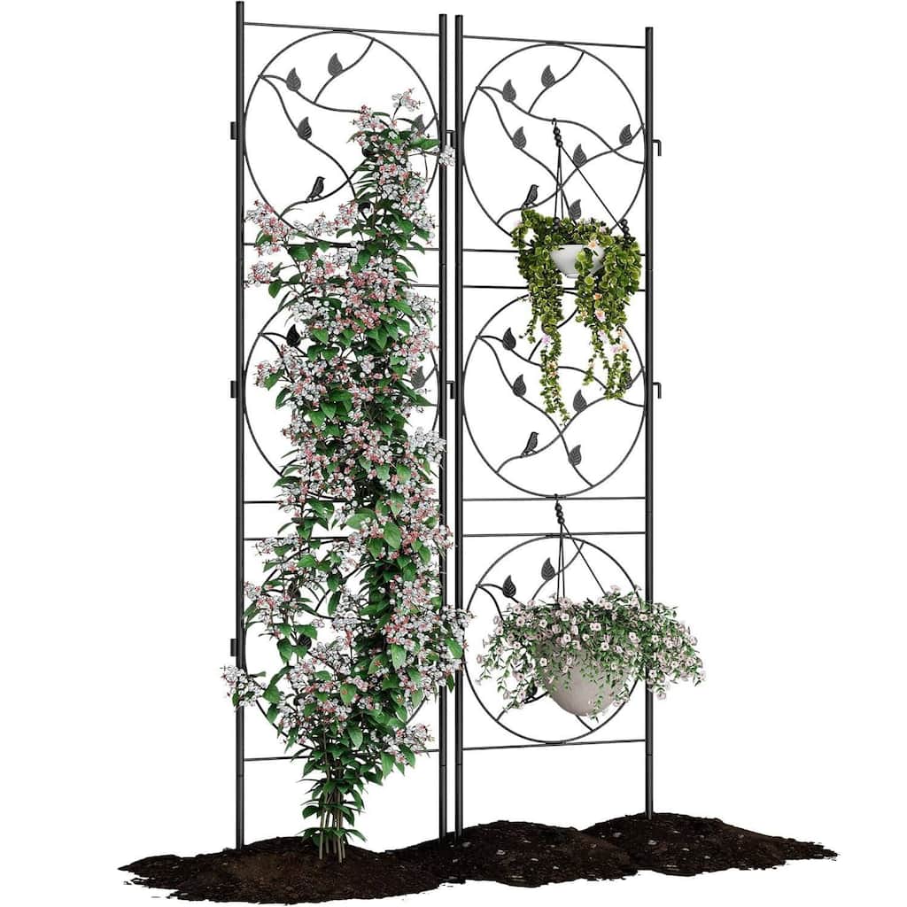 2 Pack Fence Panel, Rustproof Outdoor Barrier for Yard, Patio, Trellis & Plant Support