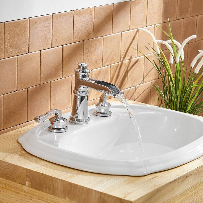 3 Holes 2 Handle Widespread Bathroom Sink Faucet in Chrome Finish - Chrome