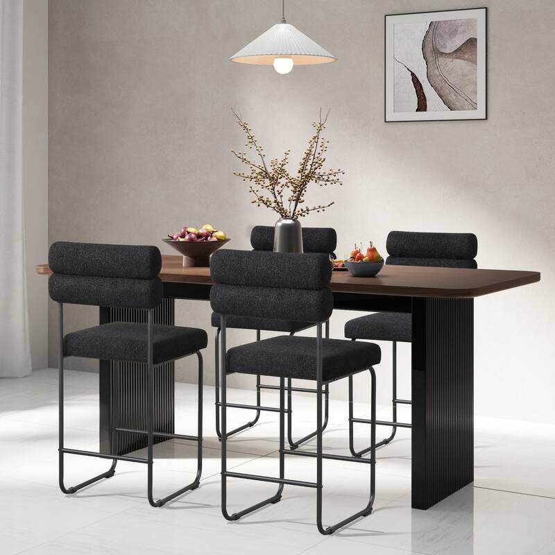 Gymax Set of 4 Counter Height Bar Stools 26'' Counter Stools w/ Metal